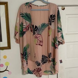 pink hawaiian style kimono/shawl